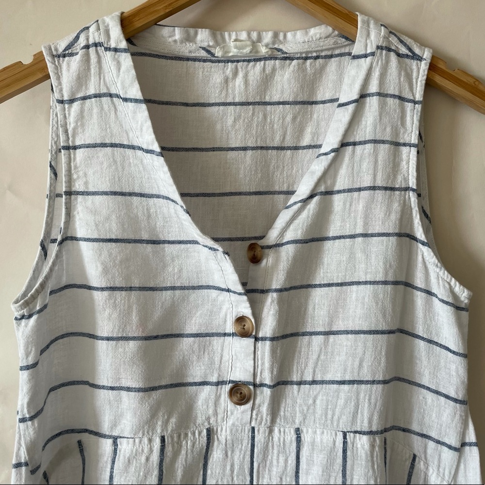 BEACHLUNCHLOUNGE white blue stripe linen tunic S/P - Picture 3 of 7
